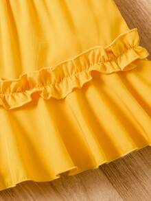 Set di 2 pezzi composto da maglietta con stampa leopardata a cuore + gonna plissettata con volant, stile principessa, adatto per occasioni estive come raduni familiari, fotografia e uscite, leggero e alla moda con un aspetto adorabile, primavera/estate