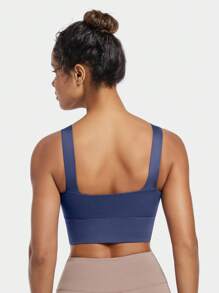 瑜伽背心透气运动文胸，具有防震和聚拢功能，可塑造优美背心形状，健身背心上衣 - 藏藍色 - 查看 5