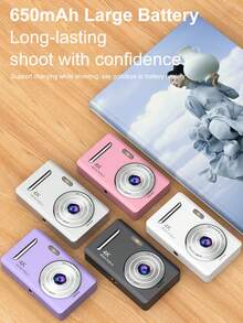 4K数码相机4800万像素高清摄影旅行自拍相机2.4英寸屏防抖16倍变焦学生自拍迷你相机 (粉色) - 粉色 - 查看 5