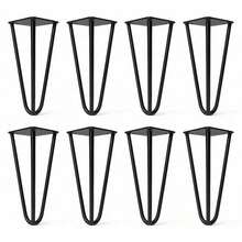 Kit 08 Pés Hairpin Legs 15cm Aramado de Aço Triplo Para Móveis e Estofados - Desk Design