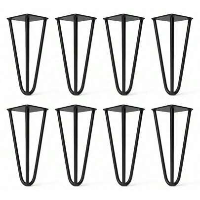 Kit 08 Pés Hairpin Legs 15cm Aramado de Aço Triplo Para Móveis e Estofados - Desk Design