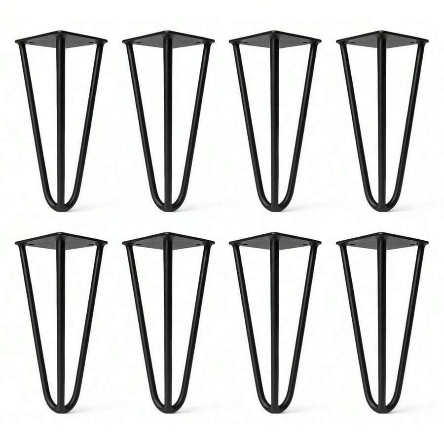 Kit 08 Pés Hairpin Legs 15cm Aramado de Aço Triplo Para Móveis e Estofados - Desk Design