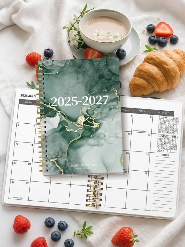 Planejador mensal 2025-2026, jan. de 2025 a dez. de 2025, calendário semanal, caderno de lista de tarefas, caderno de tarefas simplificado para melhorar a eficiência e a produtividade no trabalho, material escolar e de escritório