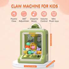 Dinosaur Claw Machine Toy-Doll Catcher Machine Children's Toys Boys Girls, Dollgrabbing Machine Toy, Mini Claw Machine, Includes 10 Plush Toys, 10twist Eggs, Eastergifts For Kids Birthday Gifts - 綠色 - 查看 2