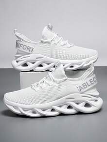 ​Men's White Mesh Slip-Resistant Sneakers - Wave Sole All-Day Comfort, Verified Walking Shoes For Men​ - trắng - Xem 5