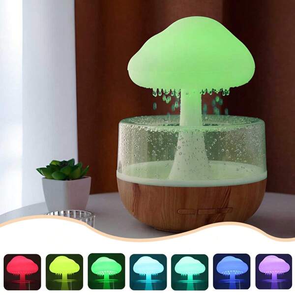 Cloud Rain Humidifier USB Power Supply Night Light 7 Colors Aromatherapy Essential Oil Diffuser With Timer And Water Sound For Home Room Office Desktop, Mothers Day Gifts