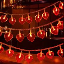 1 件 LED 红色心形灯串，浪漫仙女灯，适用于求婚、家居装饰、节日派对、酒吧、女孩卧室，电池供电 - 紅愛心燈串 - 查看 3