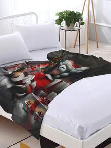 Kawss Kawaii Kaw Animation Theme Flannel Blanket - ,Print Blanket Living Room, Sofa And Travel - Gorgeous Mixed Color Gifts For Friends And Family, Double-Layer Blanket Comfortable Bedroom Decoration - 黑色 - 查看 2