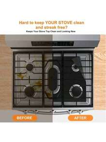 适用于燃气灶顶部的炉头盖，燃气灶保护器与三星燃气灶兼容，可重复使用，不粘，可清洗，易于清洁的炉灶保护器（1 包）海鲜煮沸 - 彩色 - 查看 5