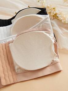 3PCS Women's Multi-Row Button Front-Fastening Strapless Bodysuit, Open-Front Lingerie, Comfortable Wireless, Plain And Simple Seamless Bra Lingerie - Multicolor - View 11