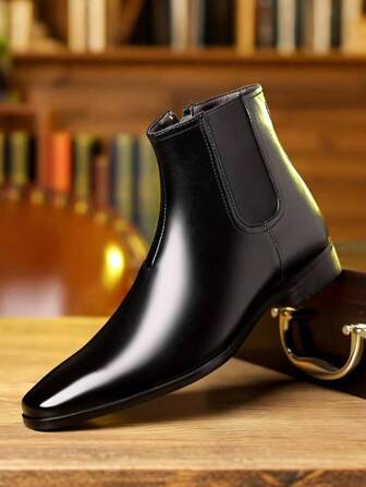 1 para męskich botków typu Chelsea z noskiem w szpic, w swobodnym stylu brytyjskim, z miękką podeszwą i podwyższającymi botkami, nowy design (rozmiar L)