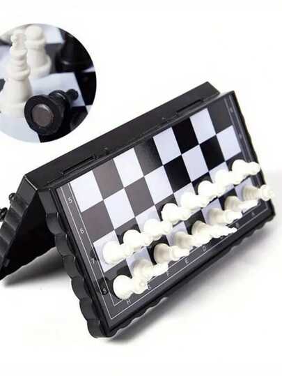 1个便携式磁性迷你象棋 - 可折叠轻便塑料棋盘游戏，适合家庭聚会、生日派对和户外游戏 - 非常适合作为派对、婚礼和圣诞礼物