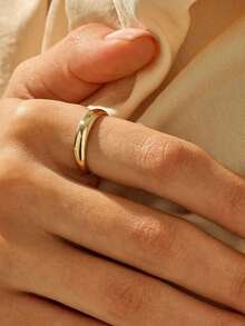 1Pc Personalized Simple Round Aperture For Women Ring 925 Sterling Silver Suitable For Wives Birthday Gifts Delicate Ladies Jewelry Gift - Gold - View 2