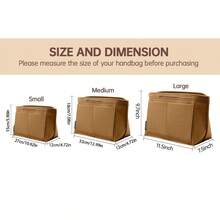 Bag Inserts For Tote Bag And Purse Solid Color Handbag Organizer With Zipper And Cup Holder - 棕色 - 查看 8