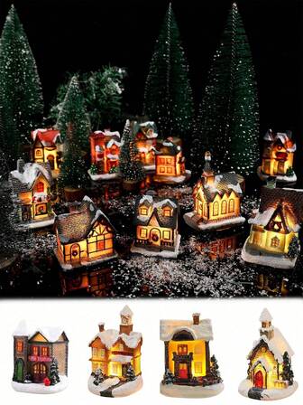 1pc Resin Christmas Decor Snow House Ornament, Illuminated Christmas Miniature House, Suitable For Winter Home Decor And Holiday Celebrations, Festival Parties, Christmas Parties, Holiday Decor, Festival Decor, Party Favors, Fun Christmas Party Decorations, Merry Christmas, Happy New Year, Christmas Decorations, Perfect Christmas Gift For Friends Room Decor Christmas Decorations Home Christmas Gifts Christmas Decor