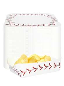 10 piezas/20 piezas/50 piezas Bandejas de papel desechables con estilo de béisbol para servir alimentos, bandejas en forma de barco para juegos deportivos, fiestas, servir alimentos, verde, para el hogar, bar, restaurante, juegos deportivos, decoración de fiesta de cumpleaños