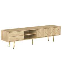 160cm TV Cabinet With Gold Legs, Two Drawers And Uniquely Designed Doors - 木材+MDF+刨花板+40-49英寸 - 查看 11