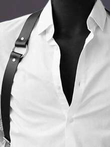 Black Leather Chest Belt For Men's Bar And Night Club ; Sexy Undergarment Accessories; Versatile European And American Suspender T-Shirt Shirt