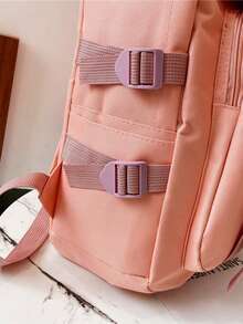 One Solid - Color Fashionable Backpack! Multiple Colors Available. Simple Design With The "FASHION" Logo. Large - Capacity And Practical, Suitable For Students And Commuters. - Large Capacity - View 8