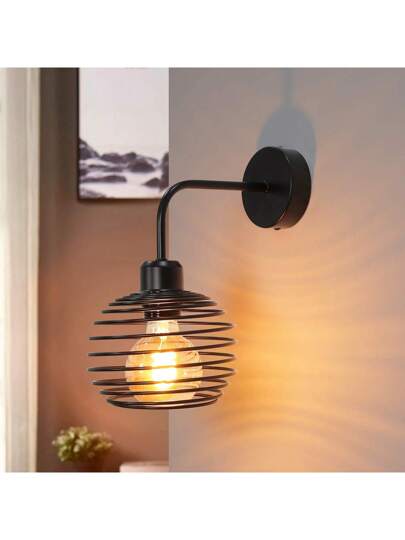 Wand Verlichting Indoor Lamp Zwart Hallway E27 Living Room Vintage Lighting Bedroom Bed Bedside Retro Industrial Staircase Office Hotel out Bulb)