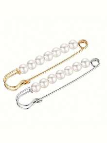 4pcs Faux Pearl Brooches - Shawl Buckle, Safety Hijab Clip, Sweater Pins For Women00 Jewelry Costume Accessories Bag Charms Office Accessories Christmas Gift - Multicolor - View 5