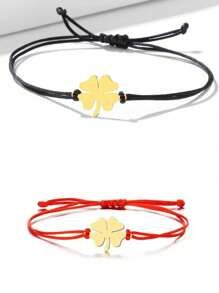 New Handmade Four-Leaf Clover Braided Bracelet, Popular In Europe And America