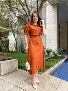 TAILORING MAXI DRESS SENSORY Casual Elegant WOMEN'S FASHION