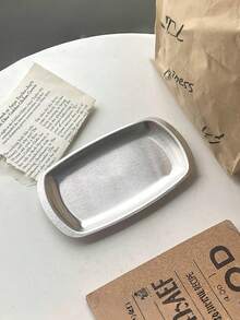 1 件不锈钢矩形托盘，咖啡厅风格甜点/蛋糕展示盘 - 銀色 - 查看 12