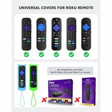 3Pcs Cover For Roku Remote With Cat Ears Design Silicone Skin Case Compatible With Hisense  Roku TV Steaming Stick Express Universal Replacement Controller. Glow In The Dark Green Blue Purple - GlowBlue&GlowGreen&GlowPurple - View 2
