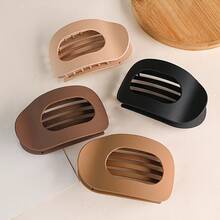 3个/6个装扁平圆形发夹套装,女士防滑发夹,弧形设计复古简约小众发饰爪夹发卡,学习用品 - 彩色 - 查看 9