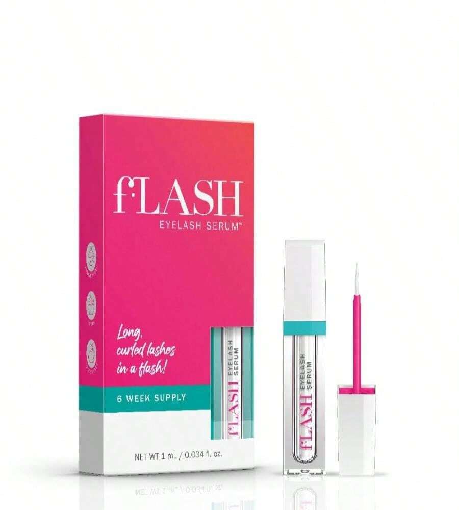 FLASH Eyelash Serum For Long, Curled Natural Lashes - Enhances &Amp; Strengthens, Safe &Amp; Effective Formula For Contact Wearers &Amp; Sensitive Eyes, 3 Month Supply - 2mL (007 Fl Oz) - 0.03 Fl Oz (Pack Of 1) - View 1