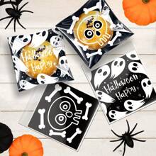 30pcs/ Pack Halloween Pumpkin Ghost Zipper Self-Sealing Candy Bag, Suitable For Halloween Party Decoration Candy Packaging, Halloween Party Gift, And Gift Packaging Candy.