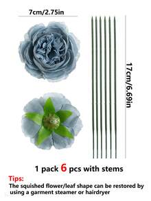 25 pièces/12 pièces/5 pièces Têtes de fleurs artificielles de pivoine blanches, fleurs en soie artificielles fausses, têtes de fleurs simulées de pivoine pour la décoration de mariage, de gâteau et de la maison, table de salon, décoration, décoration de fête d'automne, centres de table de récolte, décoration de couronne - Bleu gris - Voir 2