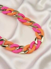 Collier chaîne à grosse boucle Dopamine Colorblock, style estival, idéal pour le quotidien et la plage.