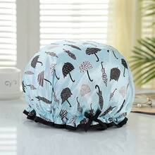 1pc Extra Large Double Layer Waterproof Adjustable Shower Cap For Women - Multicolor - View 2