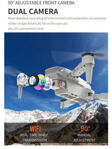 E88，无人机，高清航拍，双摄像头，固定高度，四旋翼飞行器，遥控飞机 - 彩色 - 查看 6