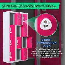 12-Door Storage Locker With 3-Digit Combination Lock - Ideal For Office, Gym, Shed, School, And Home Organization