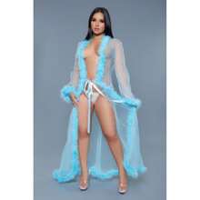 Marabou Robe - Turquoise - View 1