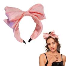 Hairband Large Knotted Bow Headbands For Women Wide Turban Headband With Bow Pink Stylish Hair Accories For Women And  Choice Versatile For Any Occasion - 粉色 - 查看 1