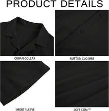 Mens Linen Button Down Shirts Short Sleeve Basic Cuban Regular Fit Wedding Summer Beach Tops - Màu be - Xem 10