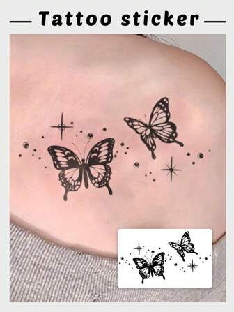 1 件逼真蝴蝶临时纹身，优雅大气，防水、防汗、不反光，持续 1-3 天