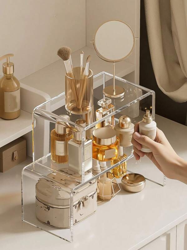2pcs Acrylic Display Stands, Cosmetics, Action Figures, Cups, Spice Storage And Separation, Bathroom Cabinet Storage, Clear Display Stands, Cake Stands, Perfume Racks