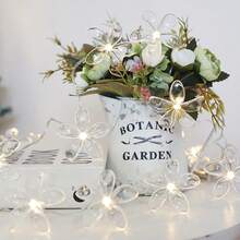 1 件百合 LED 仙女灯 - 电池供电（不含电池）适用于卧室、客厅、花园、婚礼和节日 - 浪漫花卉灯串，温暖的光芒，现代风格，塑料材质，LED 灯，Luz LED，房间装饰灯，生日装饰灯，家居装饰，节日装饰