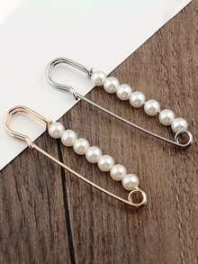 4pcs Faux Pearl Brooches - Shawl Buckle, Safety Hijab Clip, Sweater Pins For Women00 Jewelry Costume Accessories Bag Charms Office Accessories Christmas Gift - Multicolor - View 8