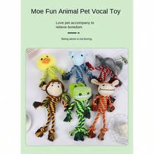 1 pieza Muñeco de peluche con cuerda para mascotas, muñeco de perro con forma de animal de dibujos animados resistente a mordeduras, artículo de alivio del aburrimiento para autoactividad, solo para uso de mascotas