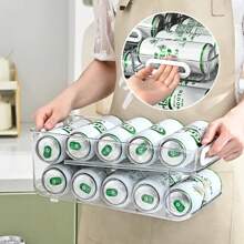 Stackable Refrigerator Organizer Bins Pop Soda Can Dispenser Beverage Holder For Fridge Clear Plastic Canned Food Storage Rack