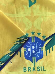 Customized Men Brazilian Style Soccer Jersey, Comfortable Round Neck Sports Sweatshirt, Can Customize Name & Number, Suitable For Football Training, Casual Daily Wear, Gift - Yellow - View 7