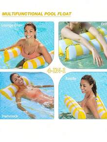 1pc Inflatable Hammock With Net, Foldable Dual-Use Backrest Floating Raft, Water Recreation Lounge Chair Floating Bed Sofa