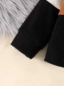 Set de 2 piezas de chaqueta con bordado de letras y pantalones largos de unicolor para bebés niños, para otoño/invierno - Negro - Ver 6