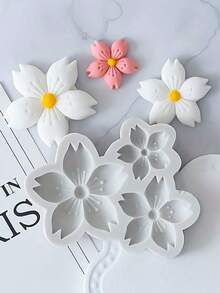 1 件樱花形状硅胶模具，3D 软糖模具，用于 DIY 手工皂、香薰、蜡烛、珠宝制作、装饰硅胶模具 - 白色 - 查看 1